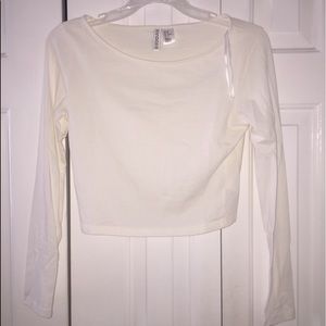 White, long sleeve crop top